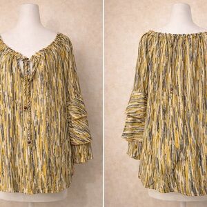 Speed limit top SZ 1x yellow ruffle bell sleeve